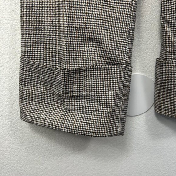 Sea New York Houndstooth Wide Leg Cuffed Cropped Trouser Pants Wool Blend - Picture 4 of 14